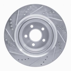 Chrysler 300 Brake Rotor (1) - Rear Right - R1 Concepts - Drilled & Slotted - Silver - `05-`23